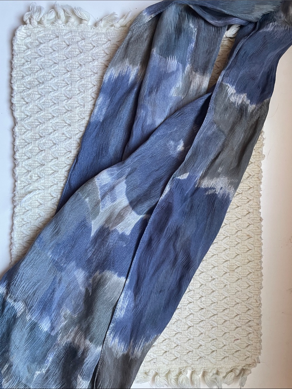 VTG SILK JACQUARD SCARF WATERCOLOR